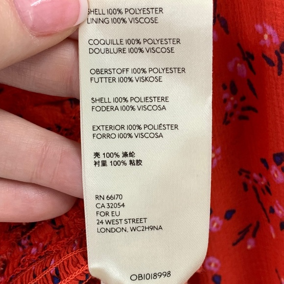 Free People Lolita Cropped Peasant Top in Red Sz S - Picture 10 of 14